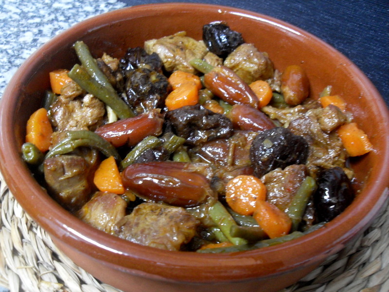 Tajín de cordero con verduras.