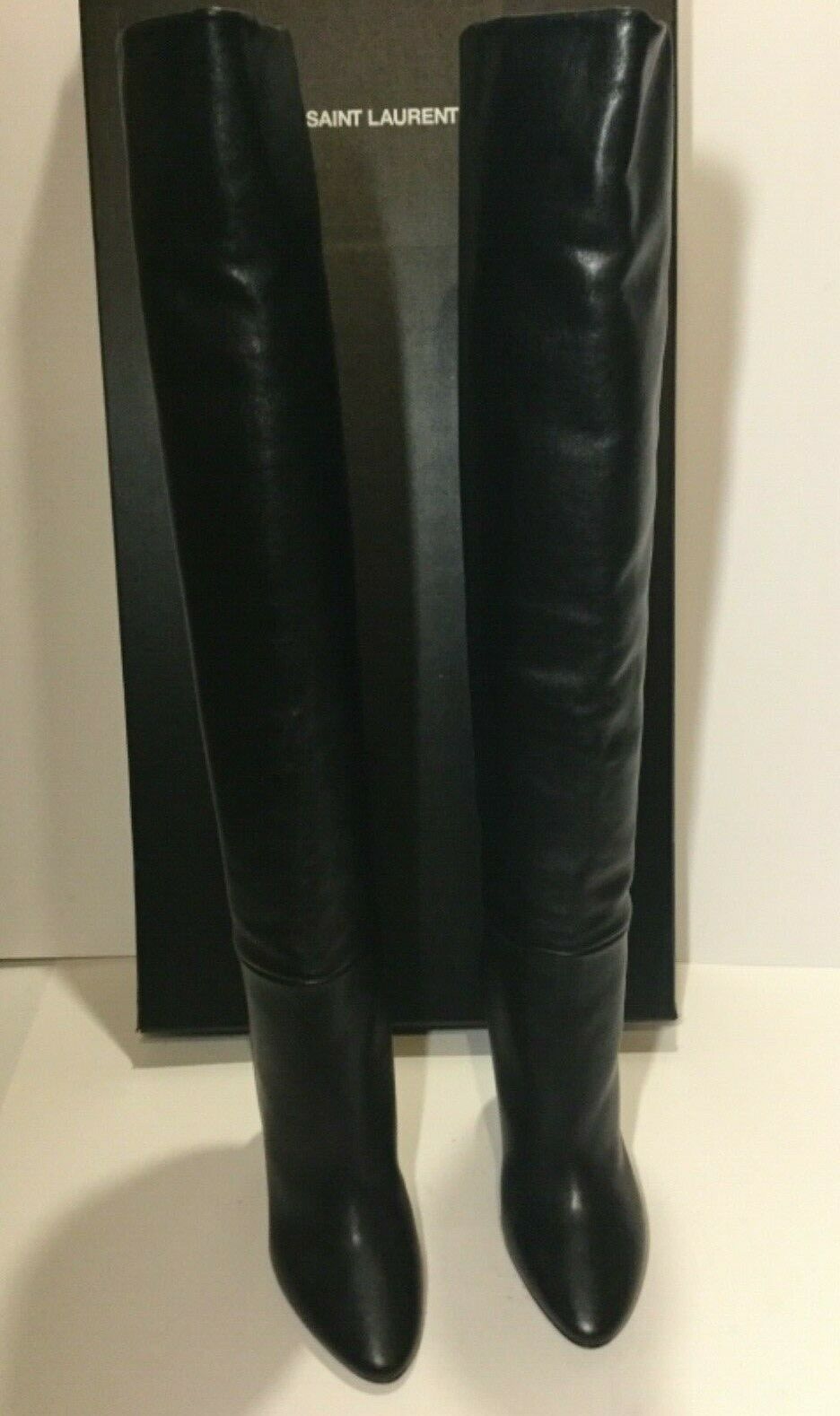 eBay Leather Saint Laurent "Kate" designer black leather dress boots
