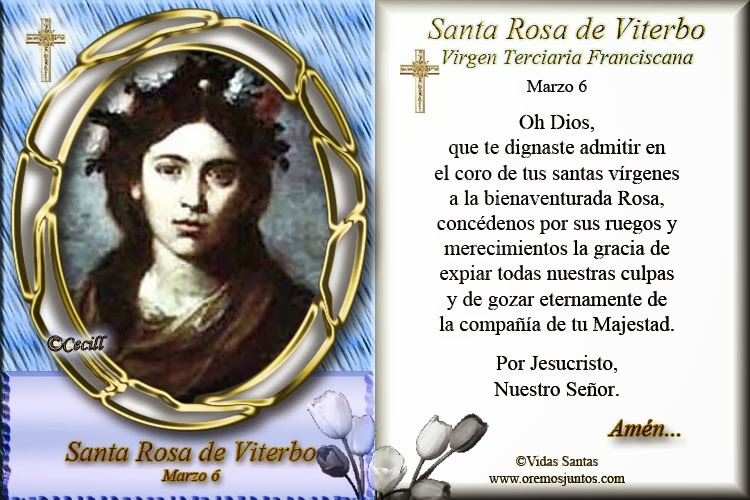 Resultado de imagen para Santa Rosa de Viterbo santoral