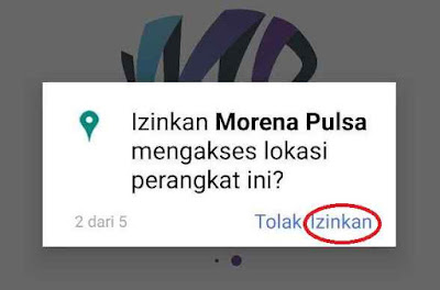 Izinkan Morena Pulsa mengakses lokasi perangkat ini?