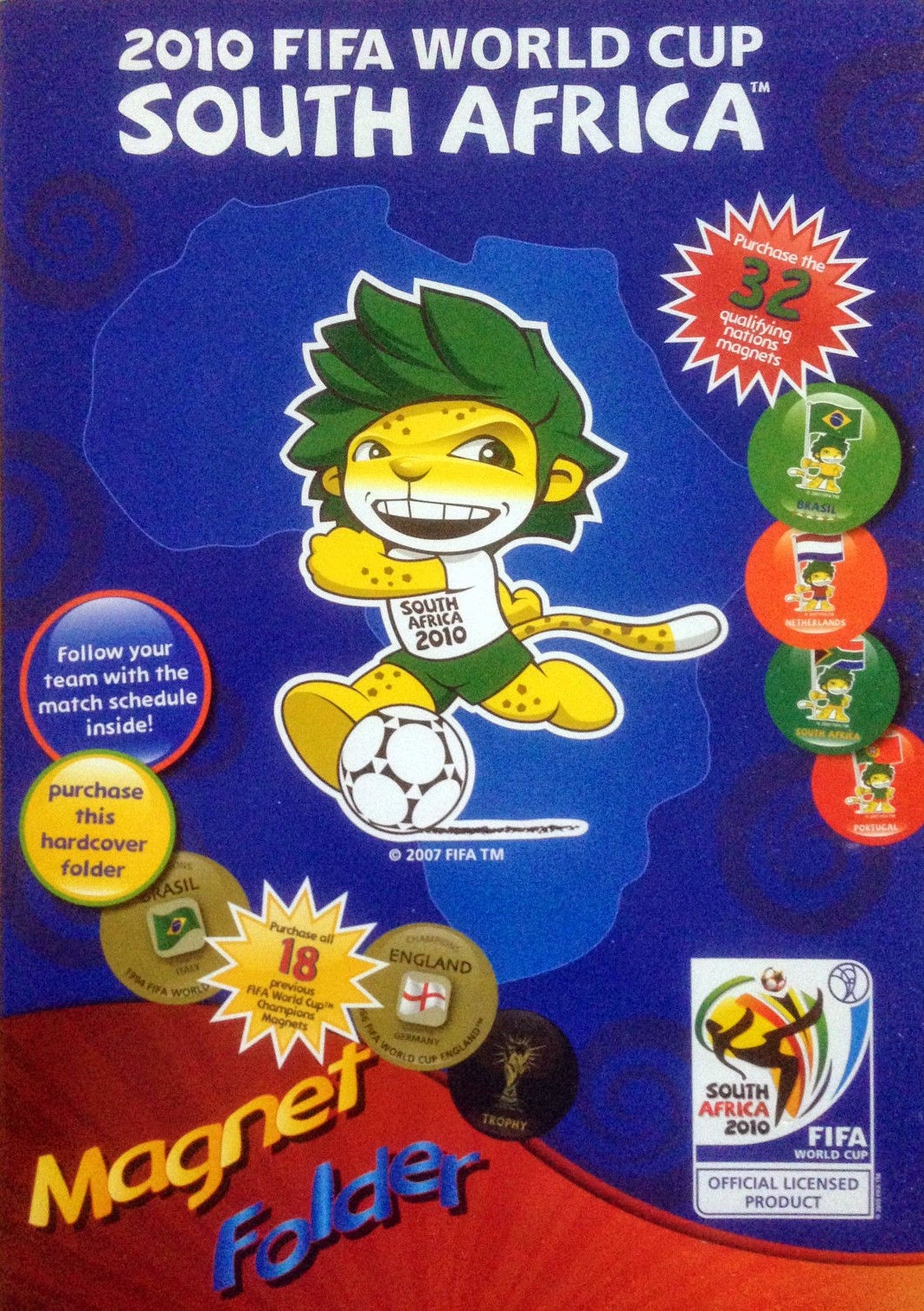 FIFA World Cup 2010 South Africa Magnets Box of 28 packs total of 56 magnets New 