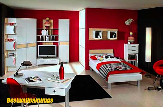 red and white bedroom Wall