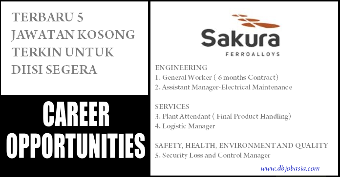 jawatan kosong ferroalooys, jawatan kosong swasta, jawatan kosong sarawak, jawatan kosong bintulu Terbaru - 5 Jawatan Kosong Sakura Ferroalllys
