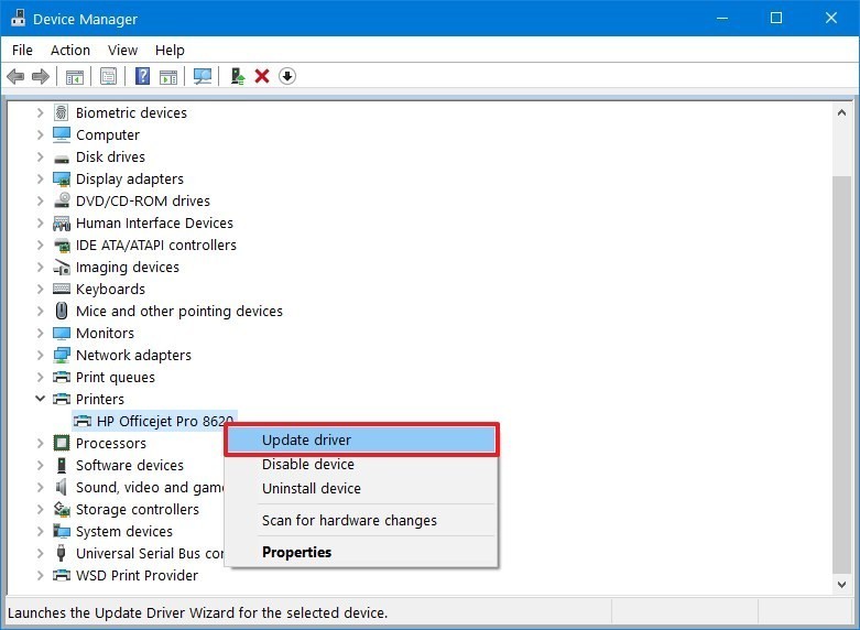 Printer Not Connected in Windows 10 - Update Printer Driver