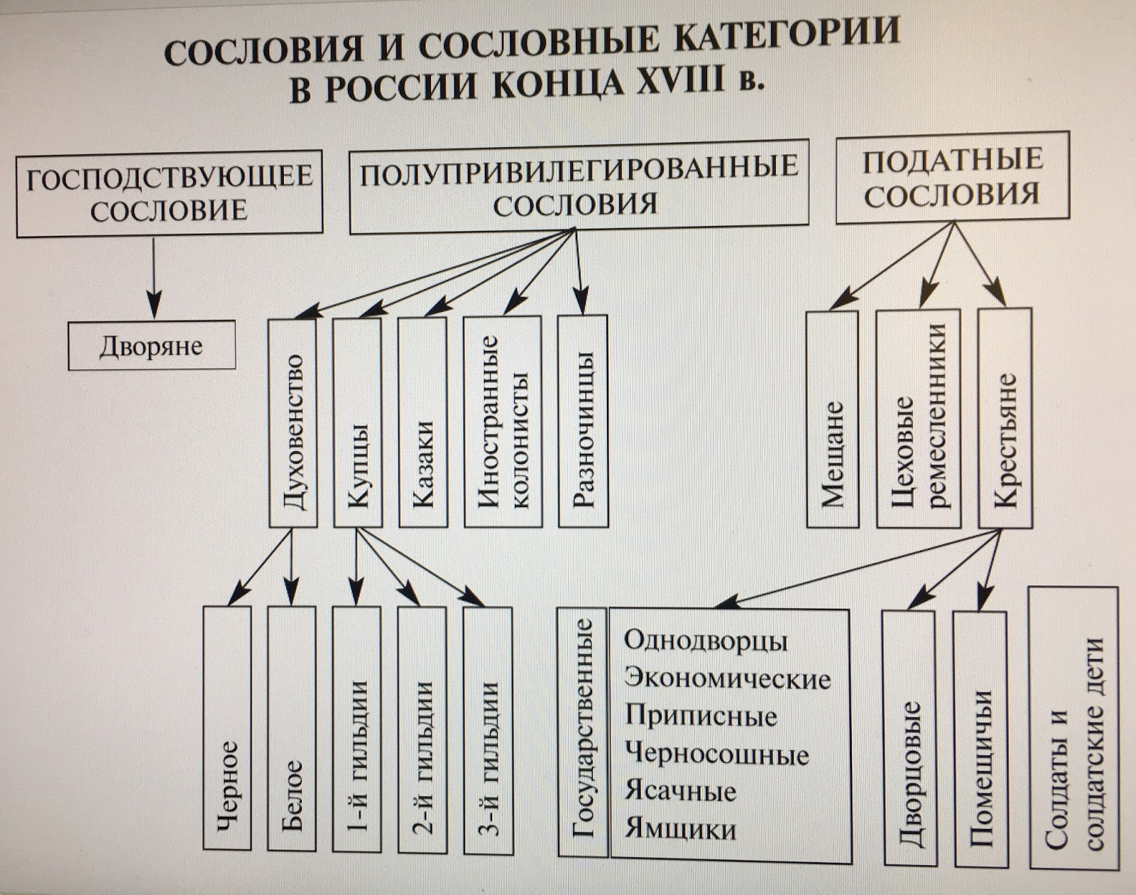 Структура общества при екатерине 2
