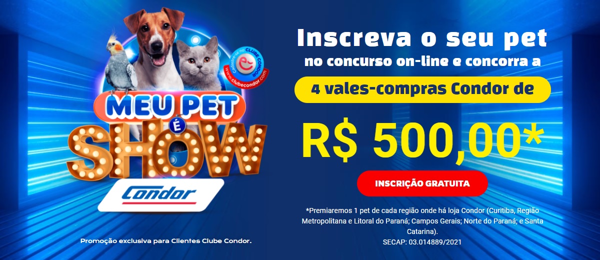 Concurso Condor 2021 Meu Pet é Show 500 Reais