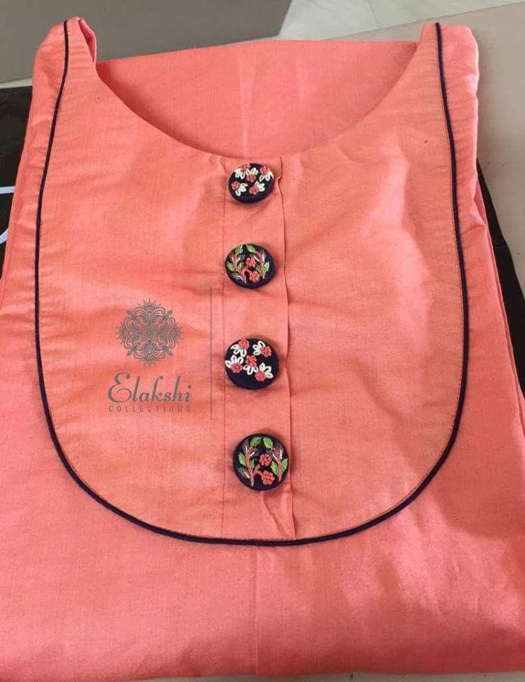 High Neck Kurti Design With Piping and Potli Button Cutting and Stitching |  High Neck Kurti Design With Piping and Potli Button Cutting and Stitching  Best Online Tailoring Services at your doorstep.