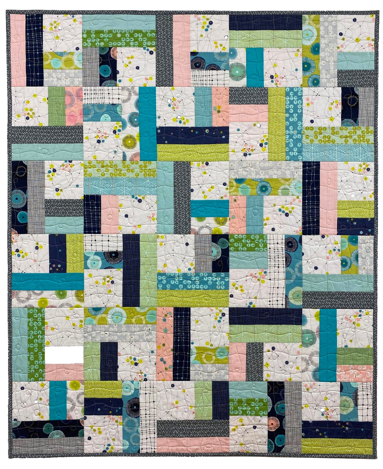 Quilted Blooms Jelly Roll Twist Quilt Finished