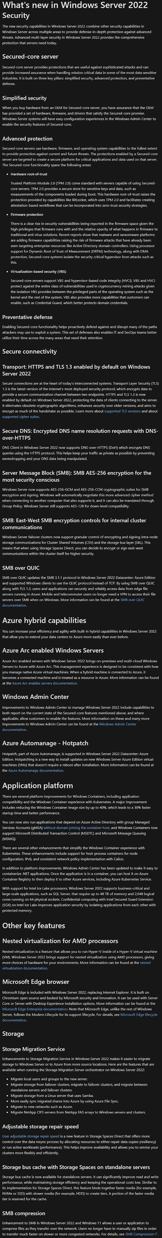 Windows Server 2022 Changelog Windows Server 2022 Features