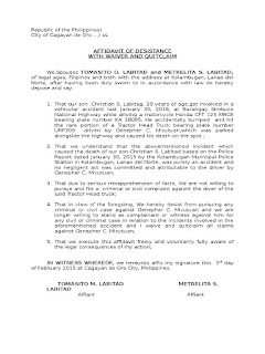 desistance affidavit philippin collections