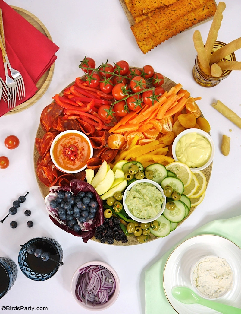 Rainbow Grazing Board for Saint Patrick's Day - easy, no-cook snack meal idea for entertaining or celebrating St Paddy's Day at home!