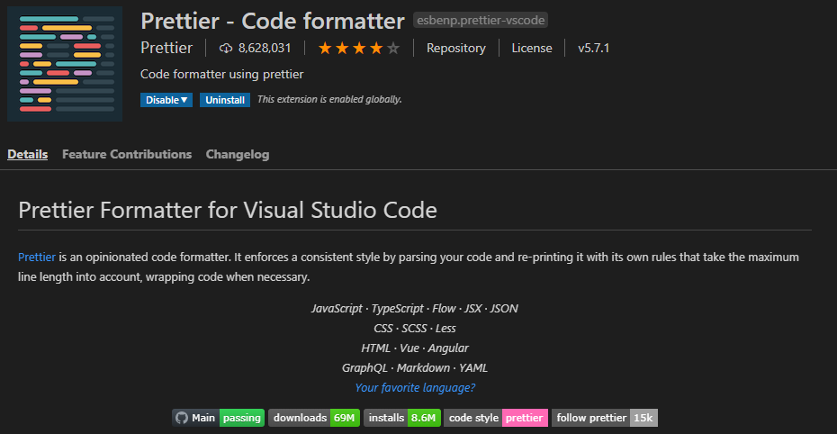 visual studio code prettier
