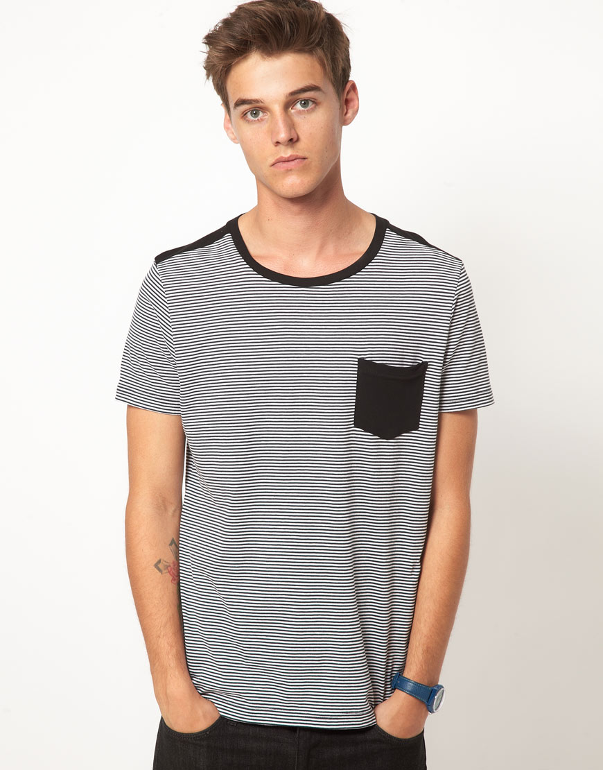 ASOS Stripe TShirt With Contrast Yoke And Pocket URBAN HUNT