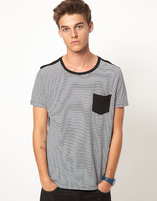 ASOS Stripe T-Shirt With Contrast Yoke And Pocket | URBAN HUNT