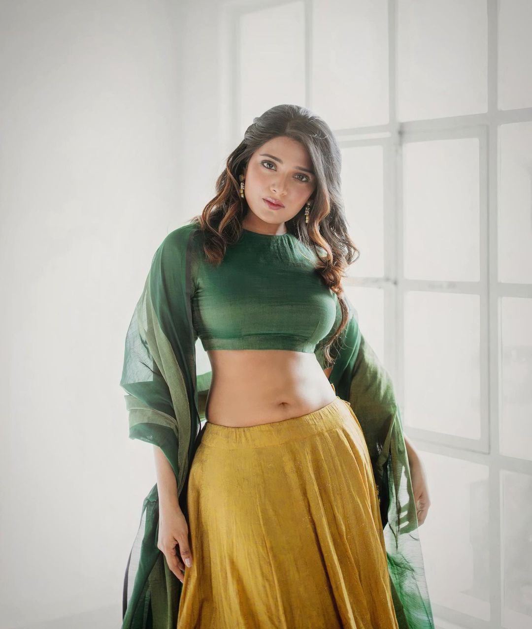 Tamil Actress Hot Photos Aathmika Navel Show In Lehenga Choli 