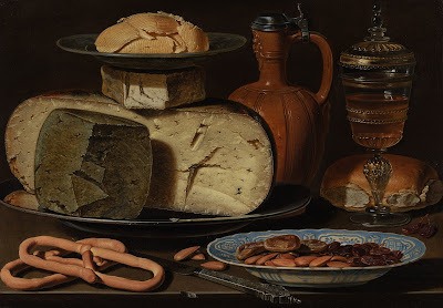 Still Life with Cheeses, Almonds and Pretzels by Clara Peeters