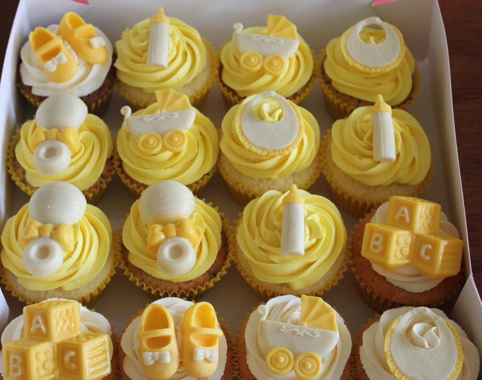 Yellow baby shower cupcakes