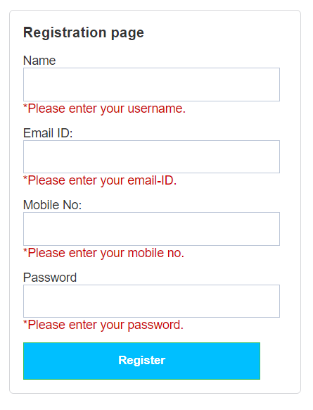 Register Page. Login Registration React form. Registration form in React. Форма емейл js валидация submit.