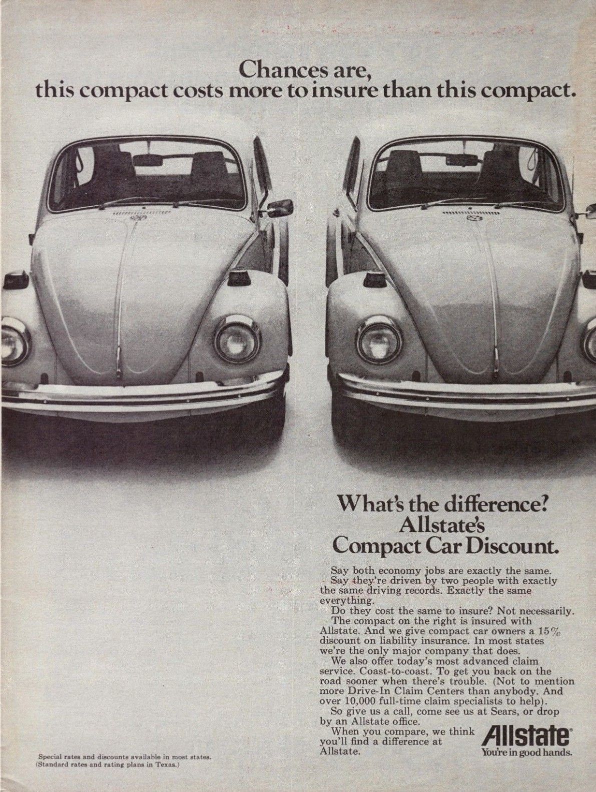 1972 ALLSTATE INSURANCE Old Magazine Ad COMPACT CAR 1972 ALLSTATE INSURANCE Old Magazine Ad COMPACT CAR