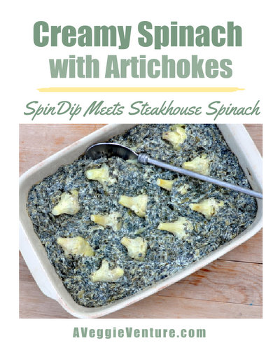 Creamy Spinach with Artichokes ♥ AVeggieVenture.com, spinach artichoke dip meets steakhouse creamed spinach.