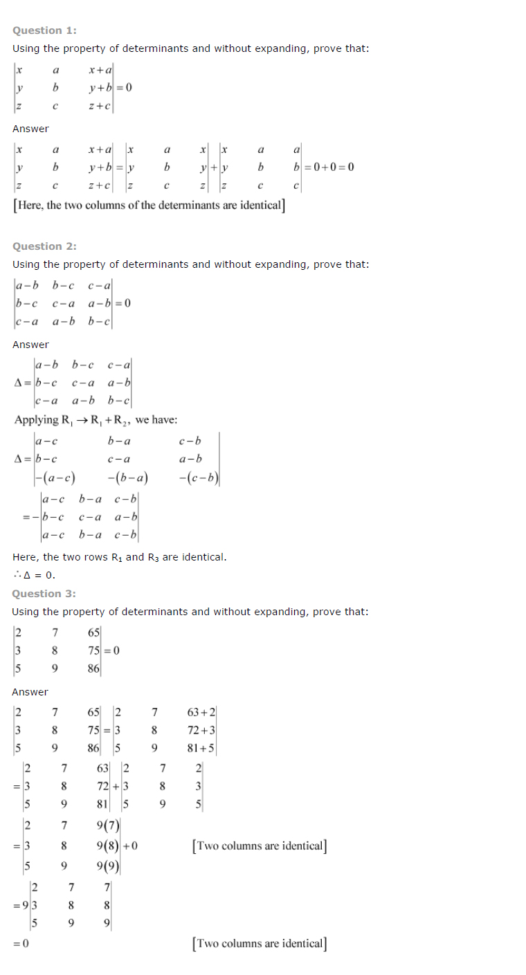 Class 12th Maths Chapter 4 Determinants