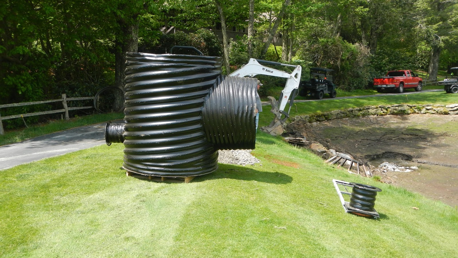 overflow pipe drain stand ponds structure golf course valve consists