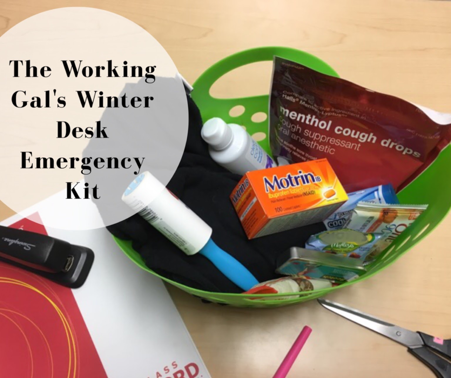 bybmg The Working Gal's Winter Desk Emergency Kit
