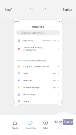 Edytowanie zrzutu ekranu
