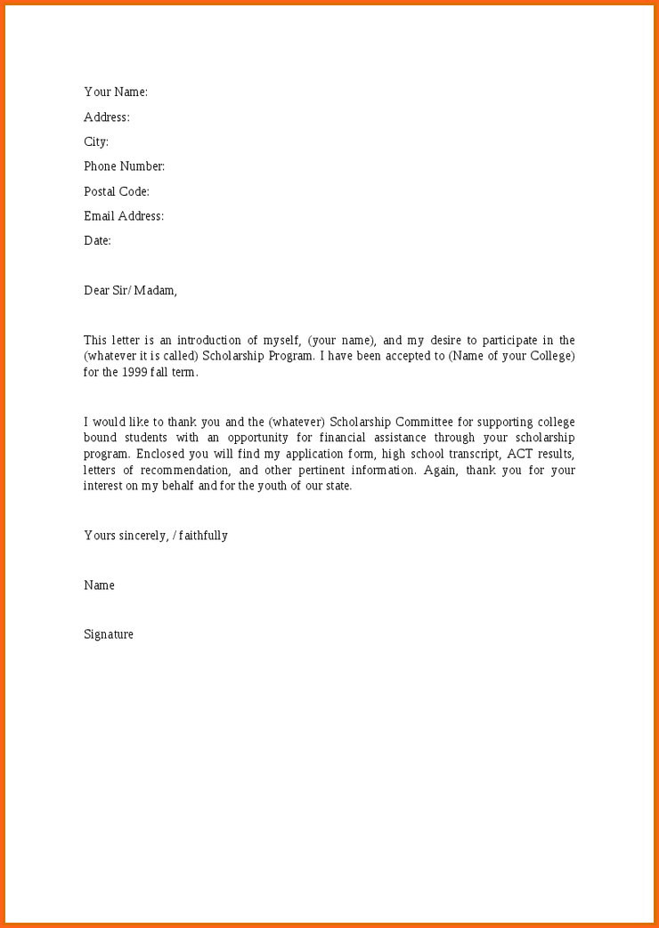 an application letter for bursary