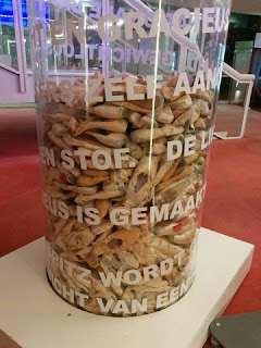 Cylinder filled with worn-out toe shoes, Royal Opera and Ballet, Amsterdam, The Netherlands