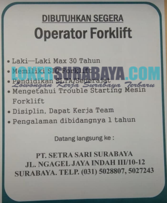 Lowongan Forklift Surabaya