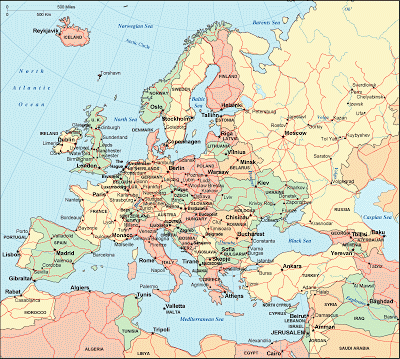 Map of Europe Countries | Continental Region