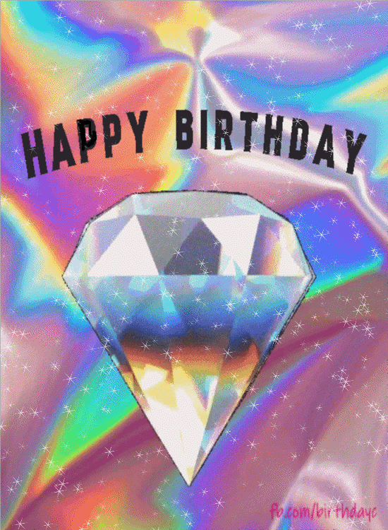 Birthday greeting gif with shiny diamond