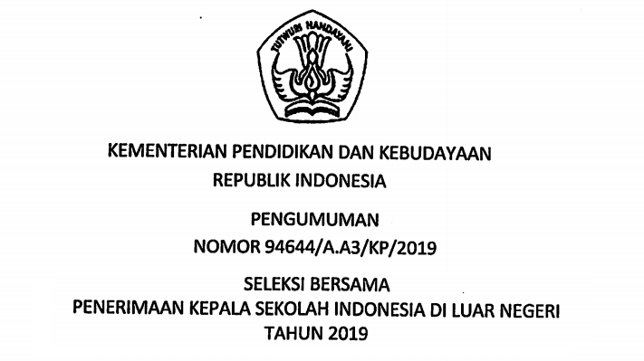 Seleksi Penerimaan Kepala Sekolah Indonesia Di Luar Negeri Siln Tahun 2019 Pendidikan Kewarganegaraan Pendidikan Kewarganegaraan
