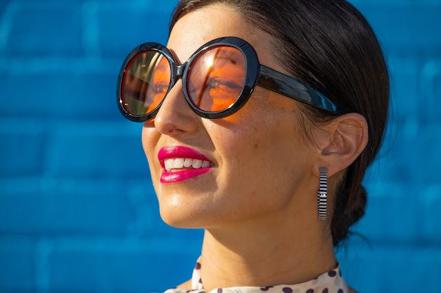 magenta lipstick and Elton Glasses by 3rdEyeView magenta lipstick and 3rdEyeView Eyewear