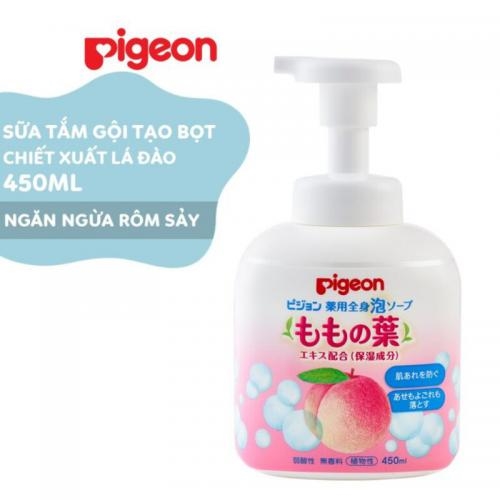 Sữa tắm gội tạo bọt chiết xuất lá đào Pigeon chai 450ml