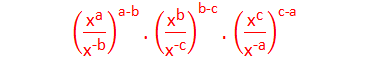 ("x" ^"a" /"x" ^"-b"  )^"a-b"  " ." ("x" ^"b" /"x" ^"-c"  )^"b-c"  "." ("x" ^"c" /"x" ^"-a"  )^"c-a"