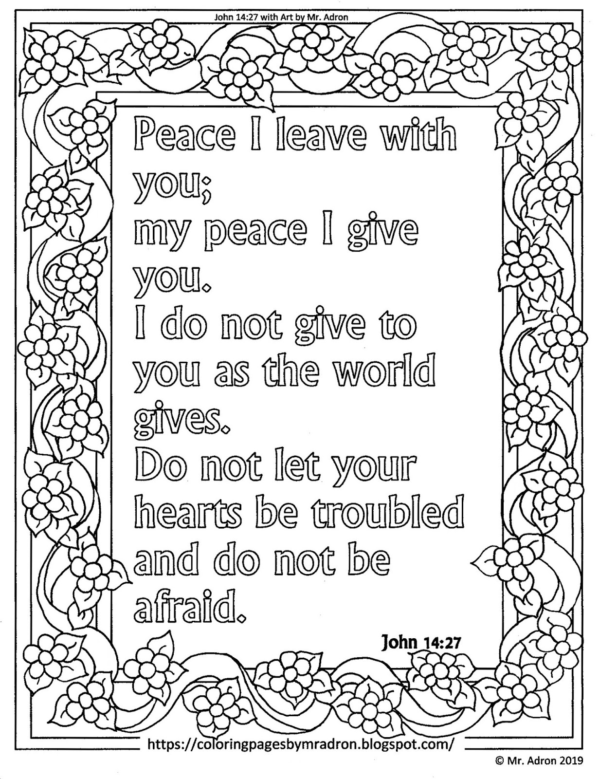 Coloring Pages for Kids by Mr. Adron: John 14:27 Print and Color, Peace ...