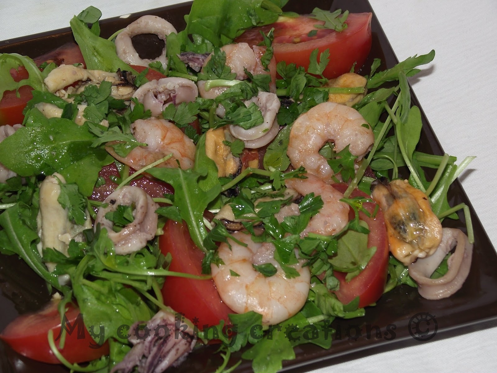 Салата с морски дарове и рукола * Insalata ai frutti di mare e rucola