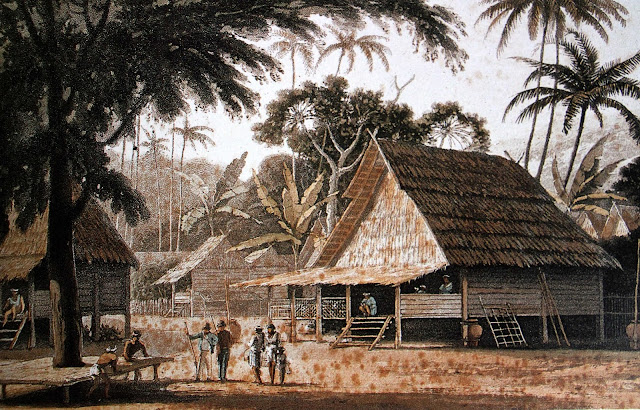 “A Malay Village”. Drawn and engraved by T. & W. Daniell, 1810