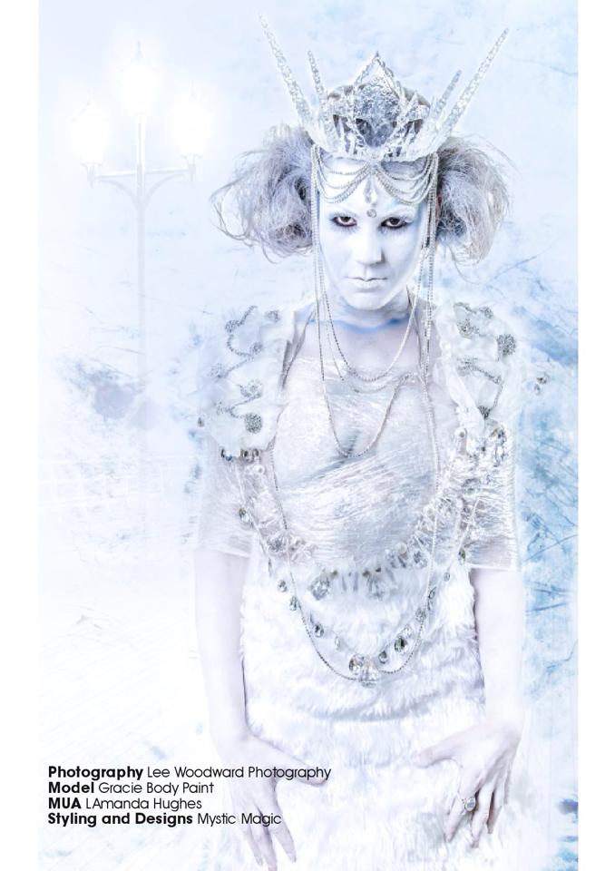 mystic magic, CT Magazine, fashion, winter, snow, ice queen, snow queen, couture, photography, headpiece, ice crown, lee woodward photography, fantasy,