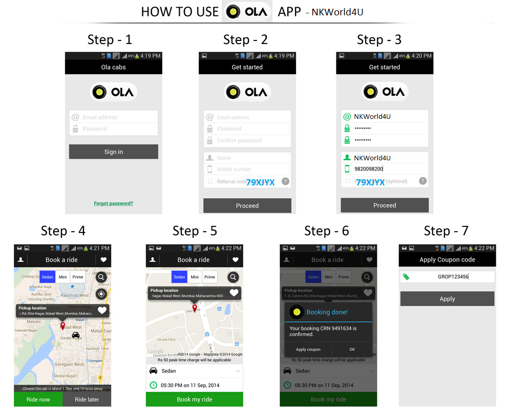 OLA Cabs Offer Earn Rs. OLA Money How To Use OLA App nkworld4u