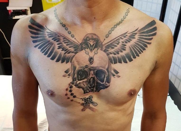 Skull Chest Tattoo