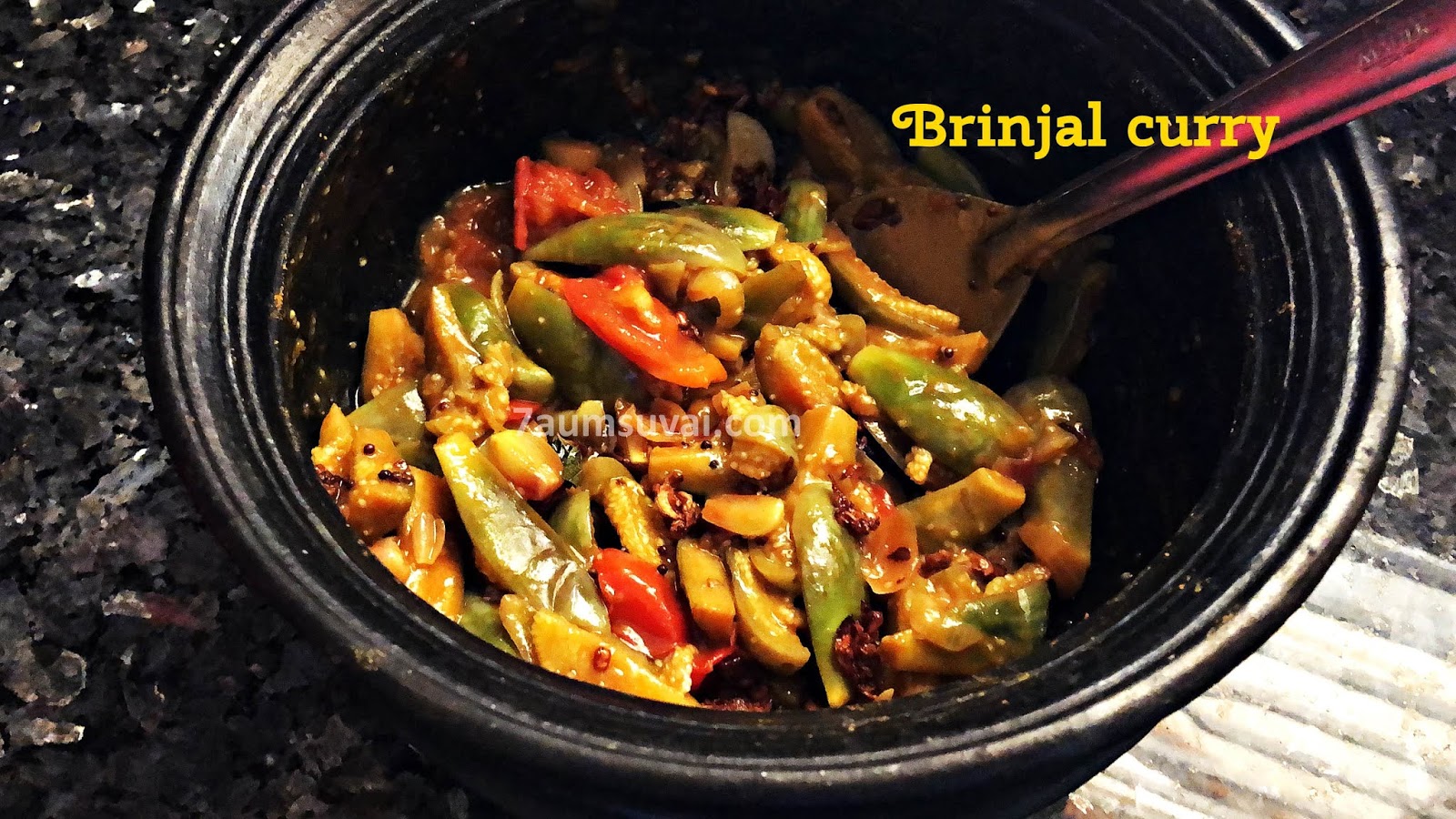 Amma’s Kathrikkai curry/ Brinjal curry / Village style brinjal curry