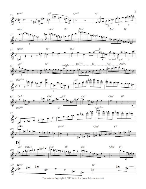 Mark Turner Solo Transcription "Along Came Betty" (Bb) by Kevin Sun, The Jazz Gallery, 2013 – Page 3