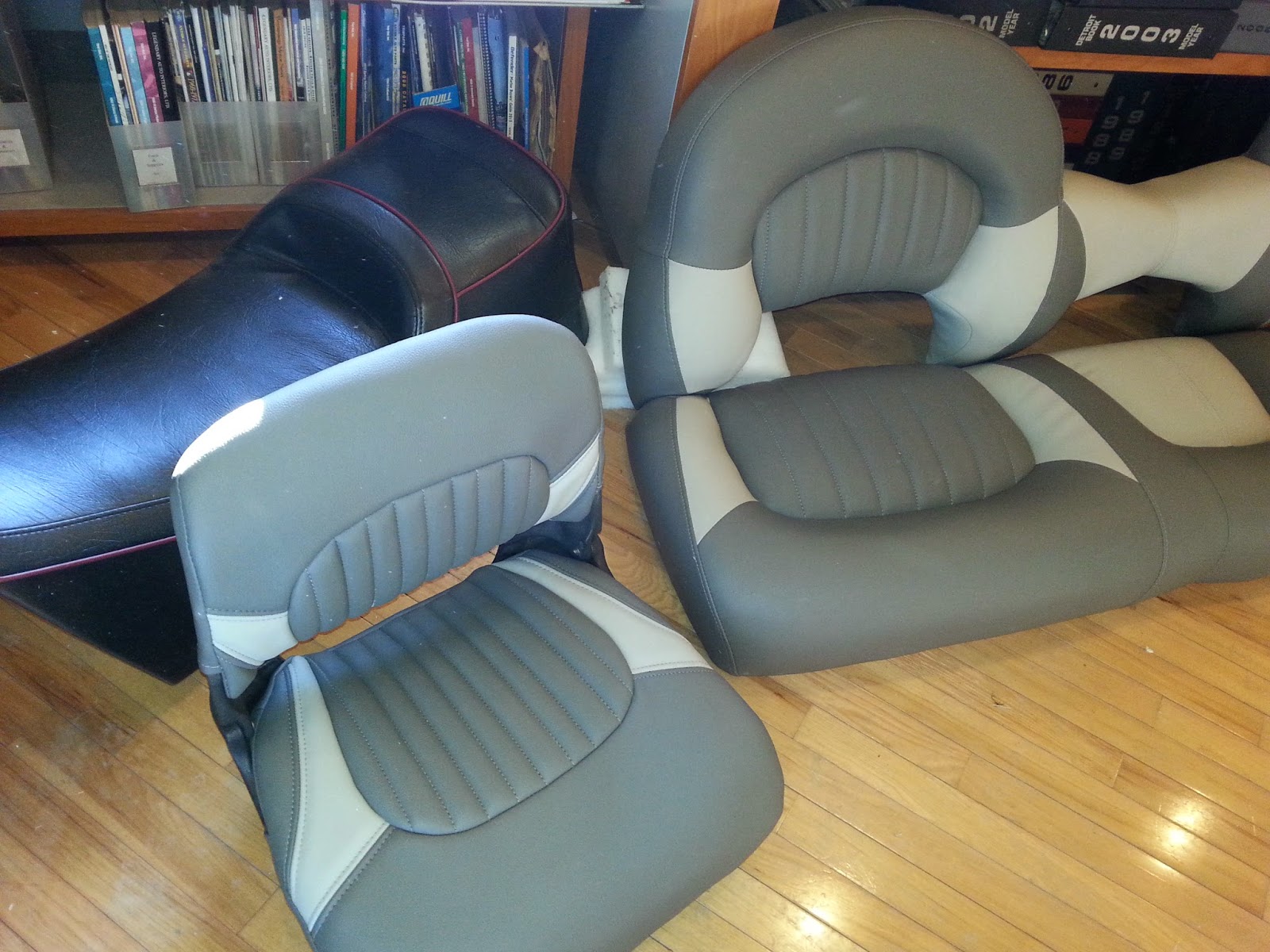 Homestyle Custom Upholstery and Awning Before And After Boat Seats