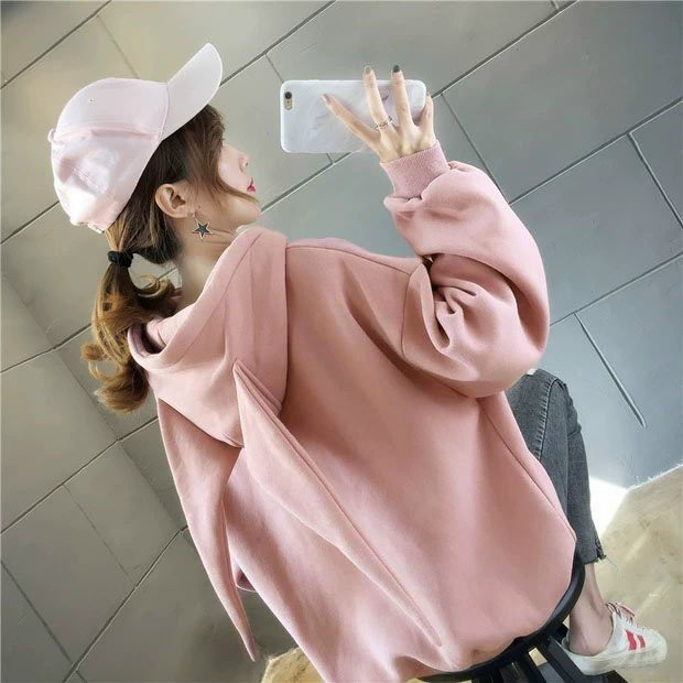 ÁO KHOÁC NỈ HOODIE IN HÌNH, NÓN PHỐI TAI THỎ XINH XẮN