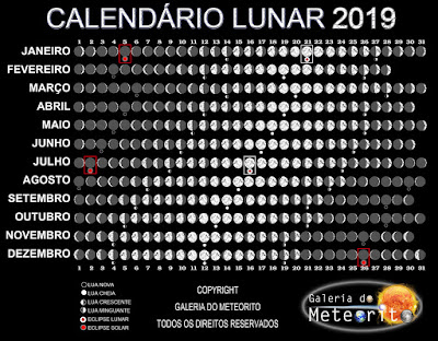 calendário lunar 2019