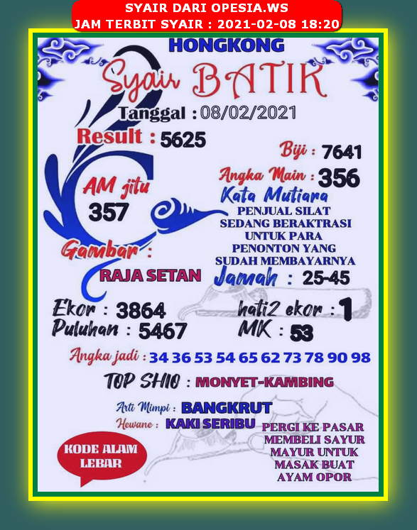 ྕ Syair batik hk 2021  ᙘᙘ 