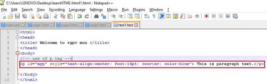 MCA RGPV: How to create simple HTML page for beginners - Part 1